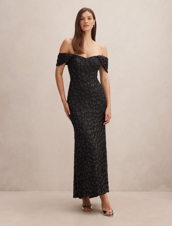 Asher Off Shoulder Dress Black Forever New
