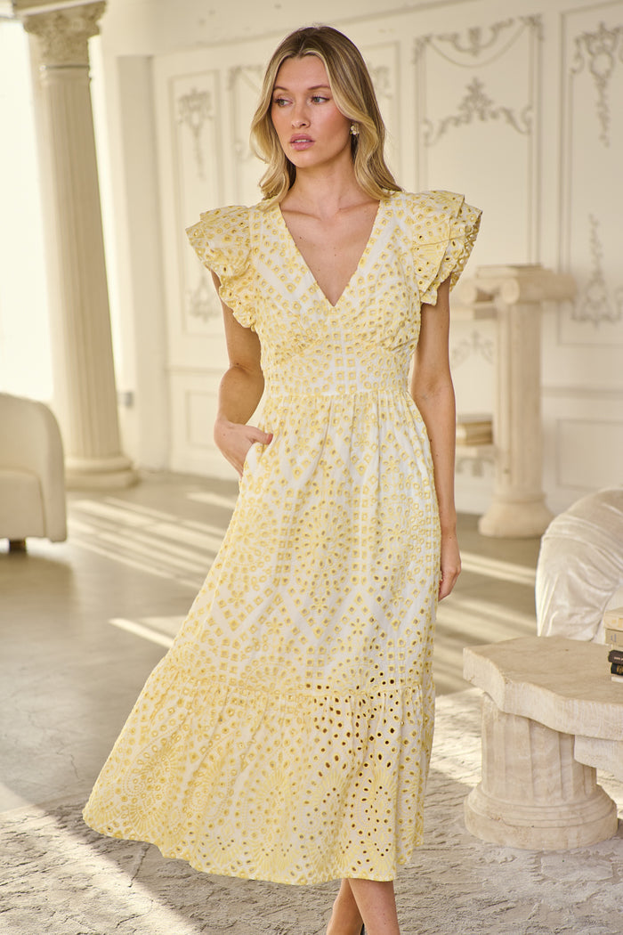 At Sea Eyelet Zayla Midi Dress