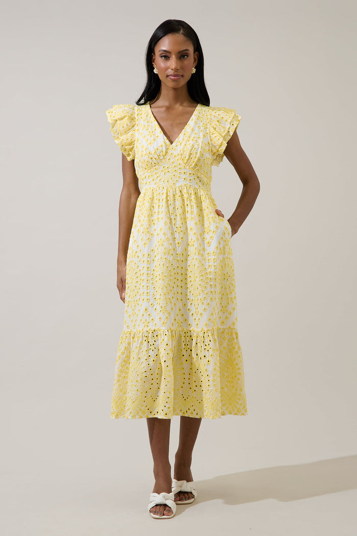 At Sea Eyelet Zayla Midi Dress