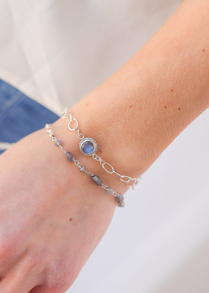 Athena bracelet and Genevieve bracelet layered