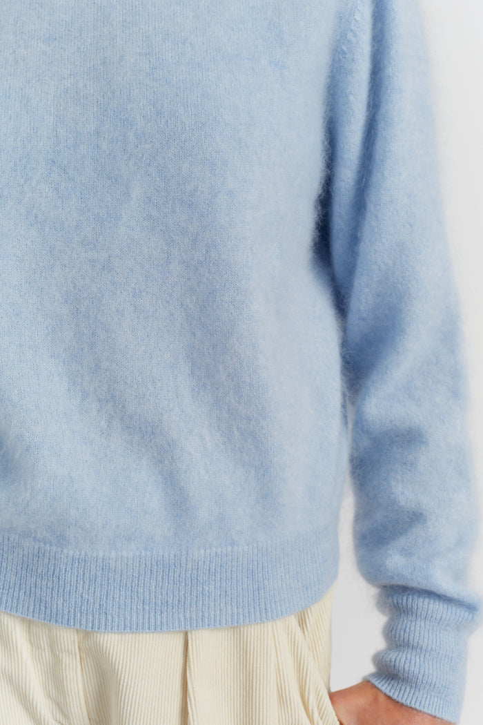 Baby-Blue Brushed Pure Cashmere Sweater