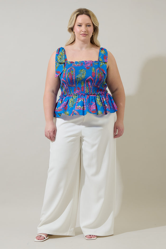 Bally Tropical Cazz Smocked Top Curve