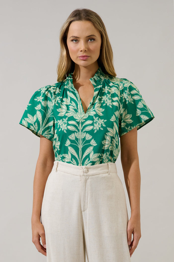 Barcy Smocked Top Estela Floral