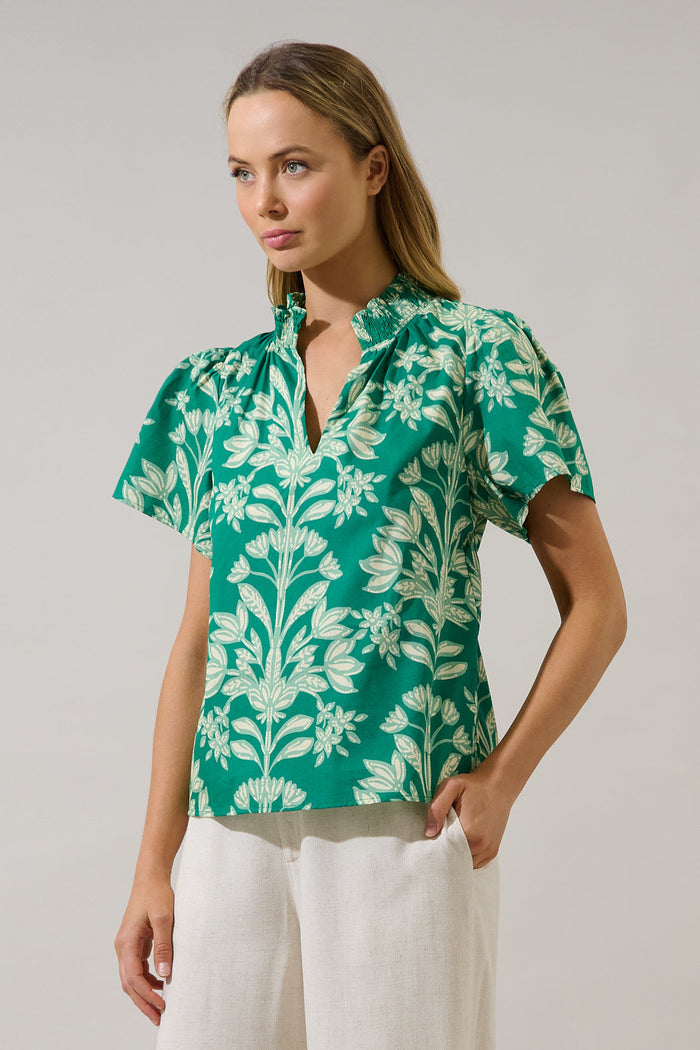 Barcy Smocked Top Estela Floral