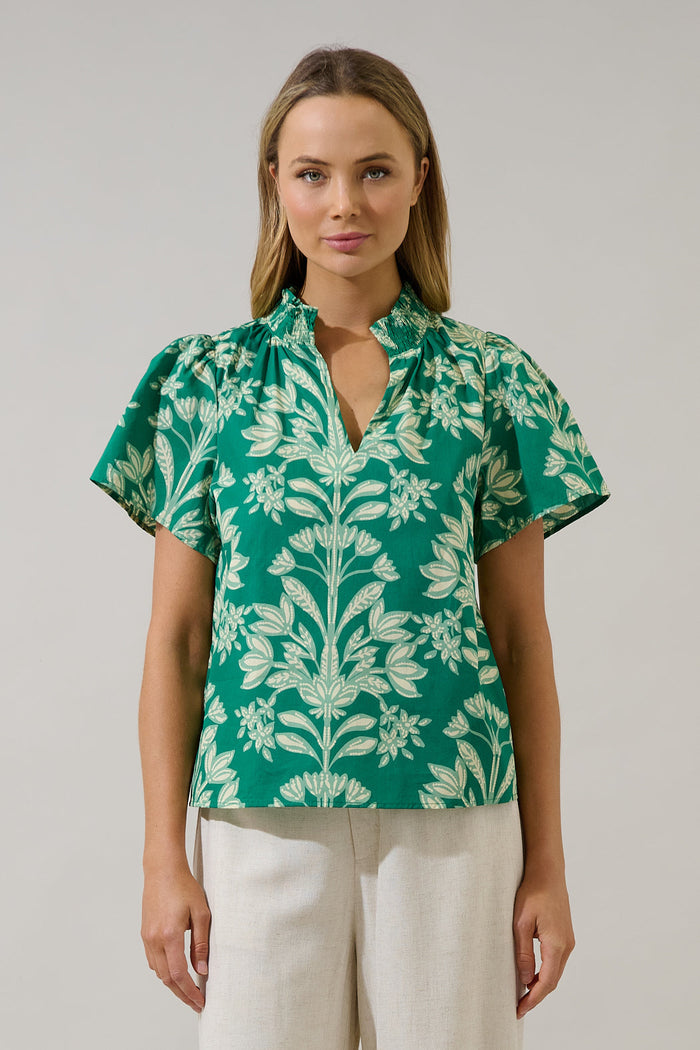 Barcy Smocked Top Estela Floral