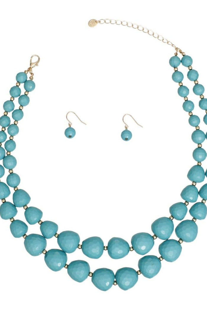 Style the Beaded Turquoise Faceted Necklace exclusively at Born To Glam