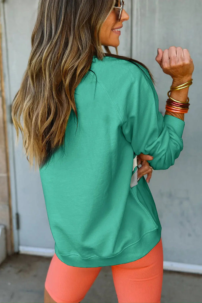 Shop Beau Blue Rainbow Colorblock Striped Pullover Sweatshirt at eAura