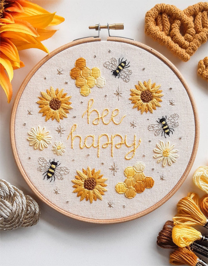 Bee Happy Embroidery Kit, EmBeaRoidery