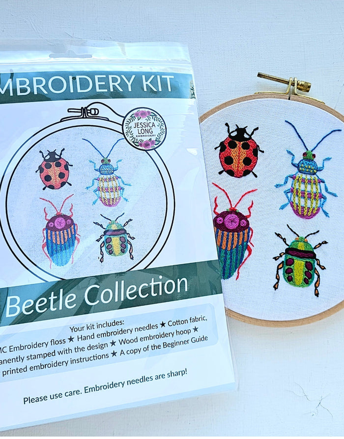 Beetle Collection Embroidery Kit, Jessica Long Embroidery