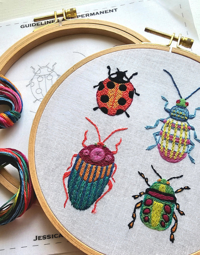 Beetle Collection Embroidery Kit, Jessica Long Embroidery