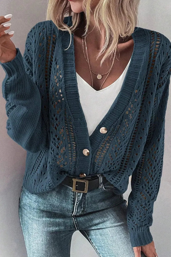 Shop Beige Open Knit Drop Shoulder Sweater Cardigan at eAura