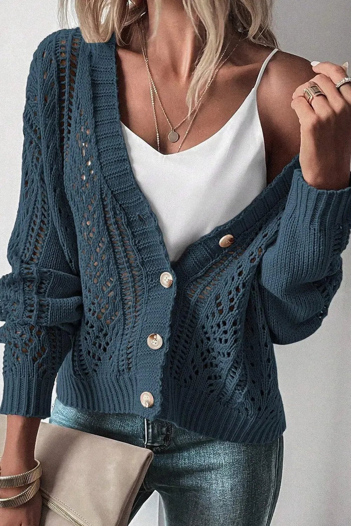 Shop Beige Open Knit Drop Shoulder Sweater Cardigan at eAura