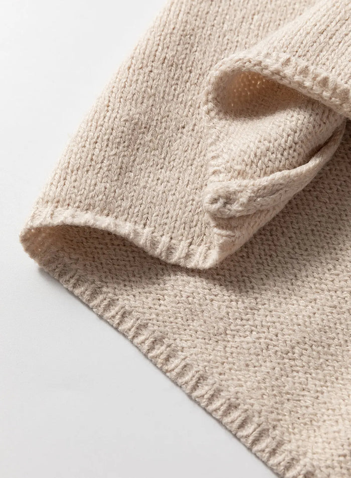 Shop Beige Side Pockets Open Front Long Knitted Cardigan at eAura