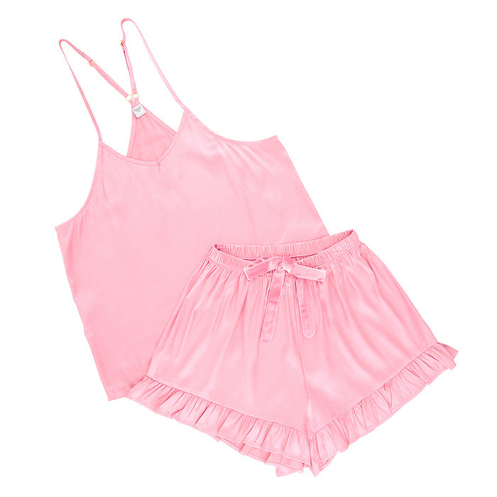 Bella -  Cami + Velvet Ruffled Short 0744 - Pink