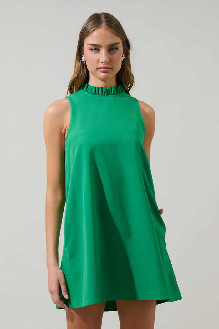 Benson Trapeze Mock Neck Mini Dress