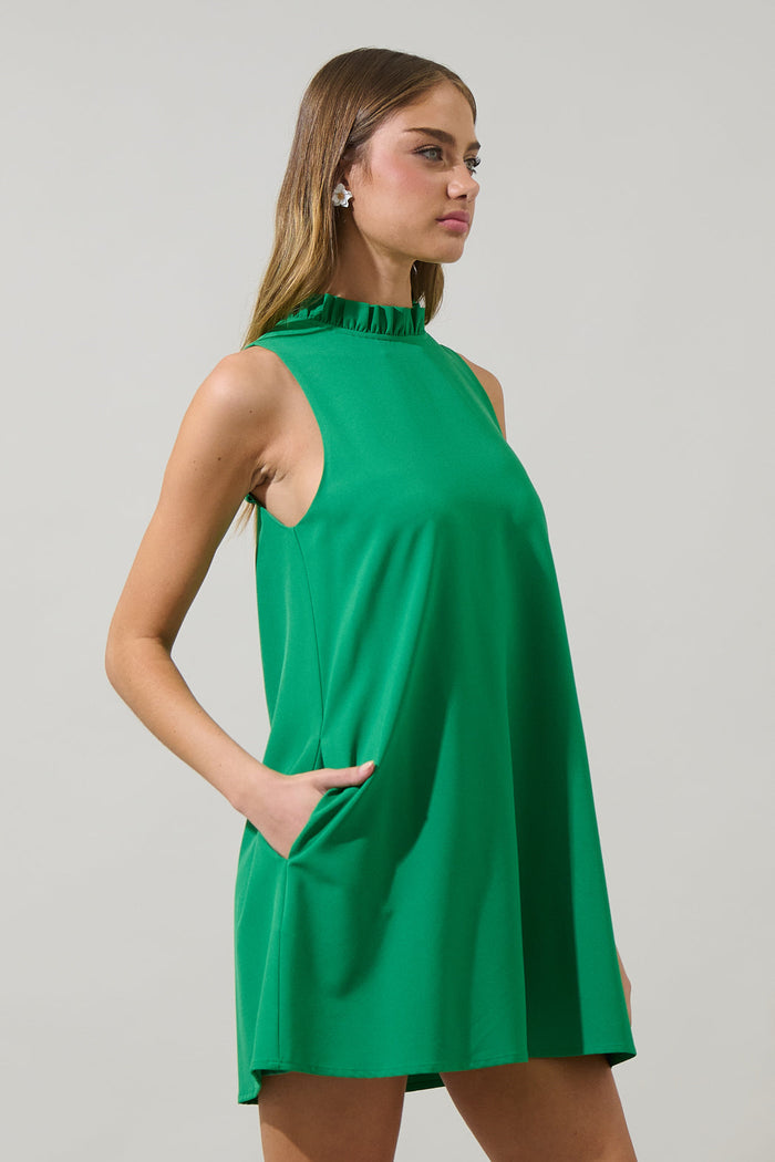 Benson Trapeze Mock Neck Mini Dress