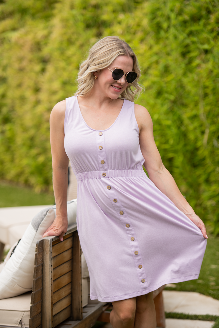 Beverly Button Dress - Lavender by Michelle Mae