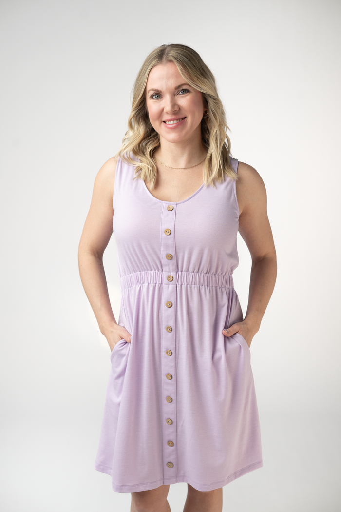 Beverly Button Dress - Lavender by Michelle Mae