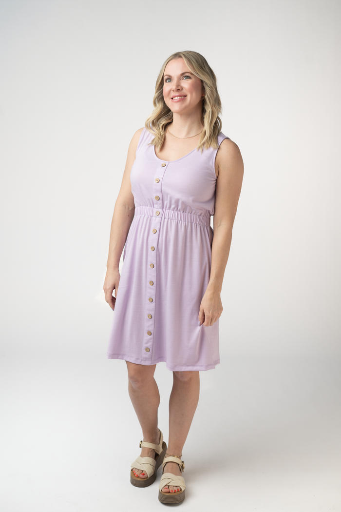 Beverly Button Dress - Lavender by Michelle Mae