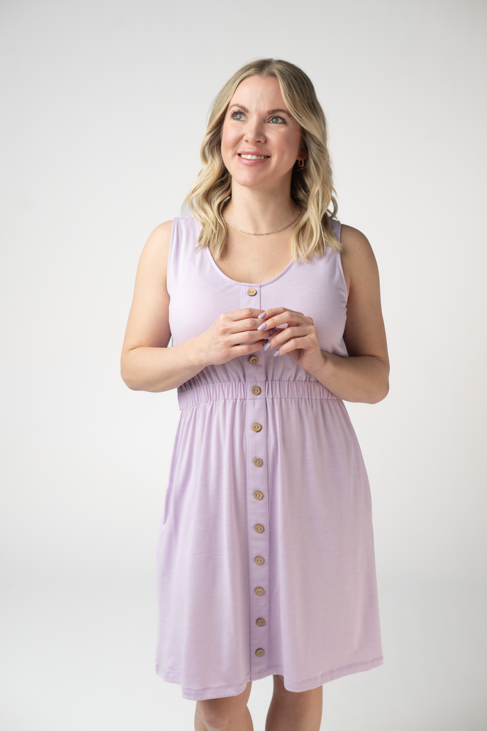 Beverly Button Dress - Lavender by Michelle Mae