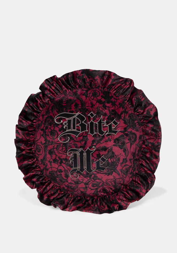 Bite Me Velvet Ruffle Cushion