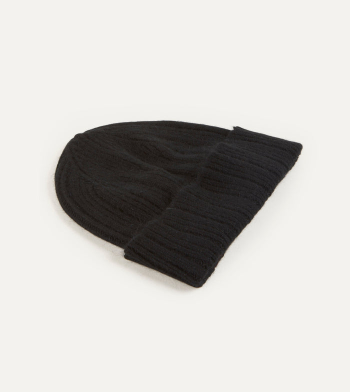 Black Geelongora Ribbed Knit Cap