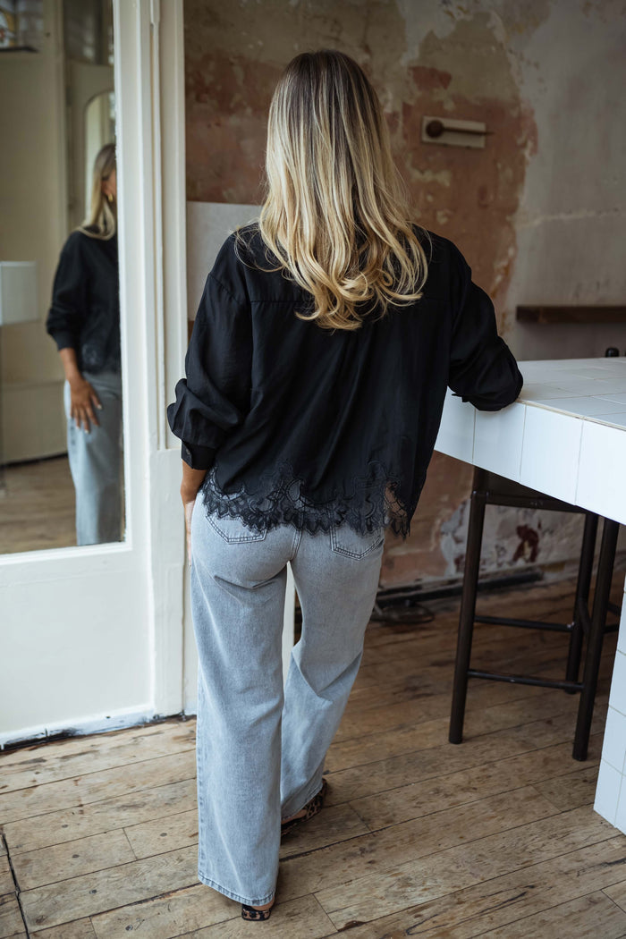Black Ivan lace shirt side view