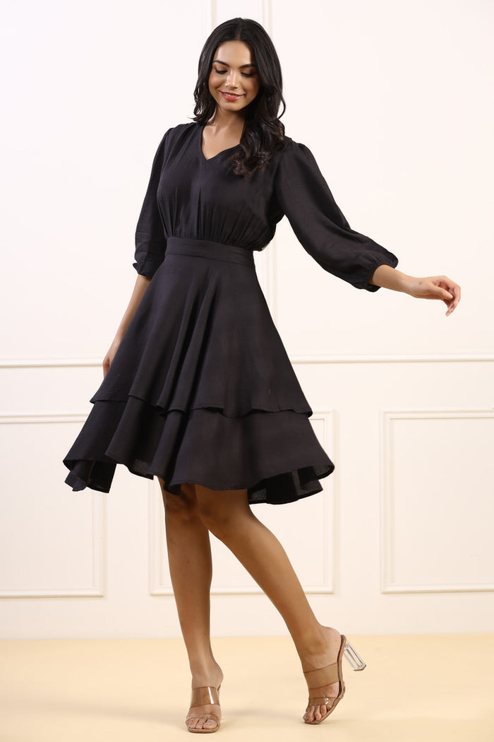 Black Sage Mini Cotton Dress