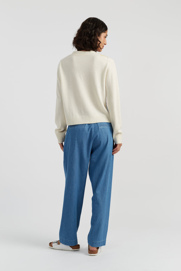 Blue Cotton Chambray Daisy Trousers