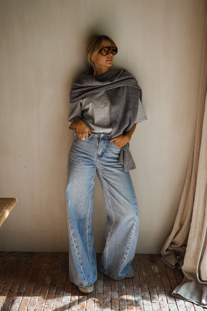 Blue Guetta wide-leg jeans, front view