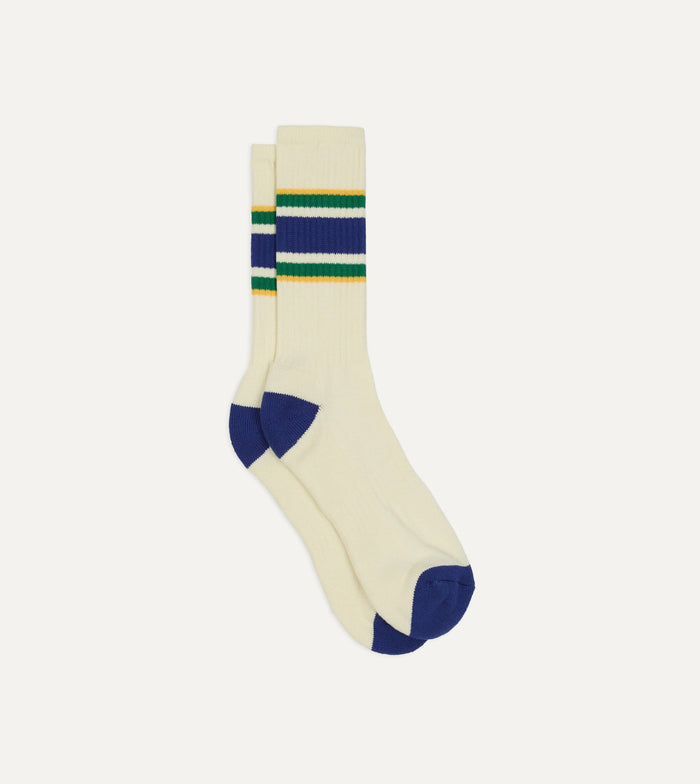 Blue, Yellow and Green Striped Sport Socks