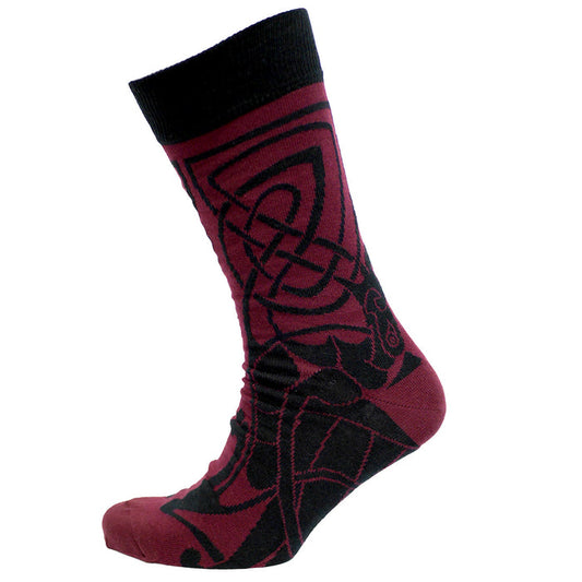 Book of Kells Celtic Men's Sock Burgundy/Black