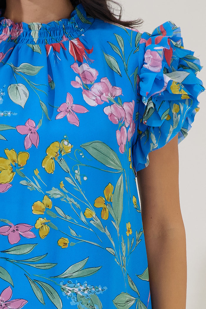 Brenna Mock Neck Ruffle Blouse Fiona Floral
