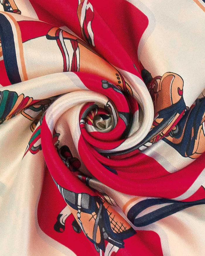 Bronte Equestrian Patterned Ladies Silk Scarf - Image 2 - The Classic Boutique