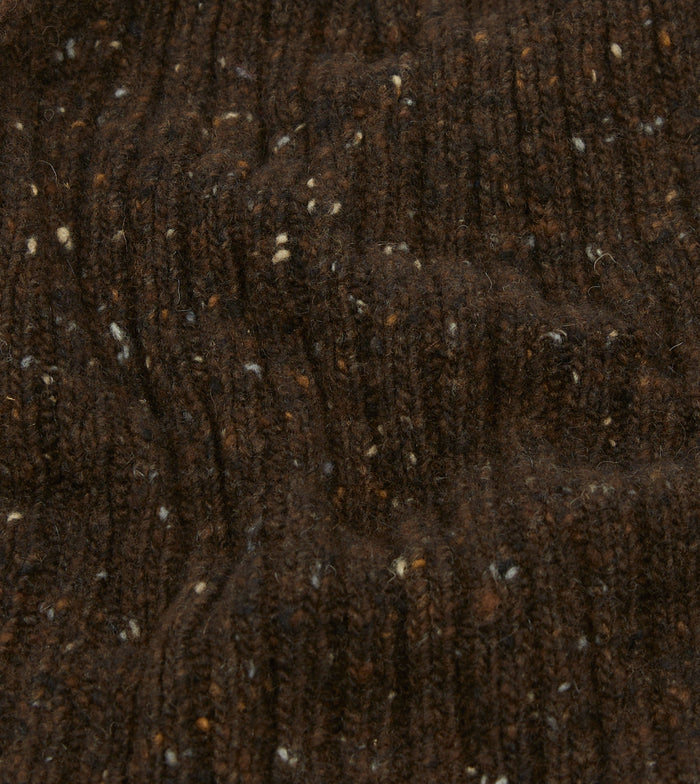 Brown Donegal Ribbed Merino Knit Cap