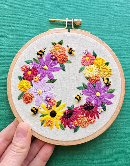 Bumblebee Bouquet Embroidery Kit, Jessica Long Embroidery