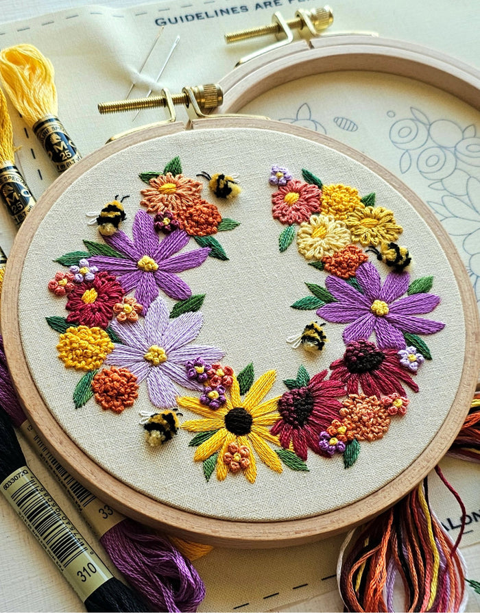 Bumblebee Bouquet Embroidery Kit, Jessica Long Embroidery