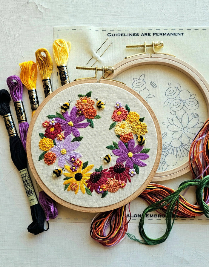 Bumblebee Bouquet Embroidery Kit, Jessica Long Embroidery