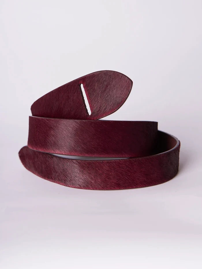 Burgundy Pony-Hair Knot Belt