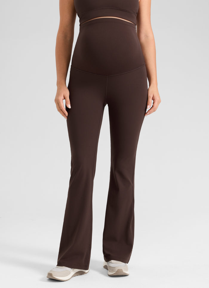 CRZ YOGA Women's Butterlift Maternity Super High Rise Flare Leg Legging Hot Fudge Brown