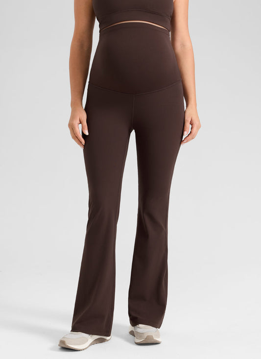 CRZ YOGA Women's Butterlift Maternity Super High Rise Flare Leg Legging Hot Fudge Brown