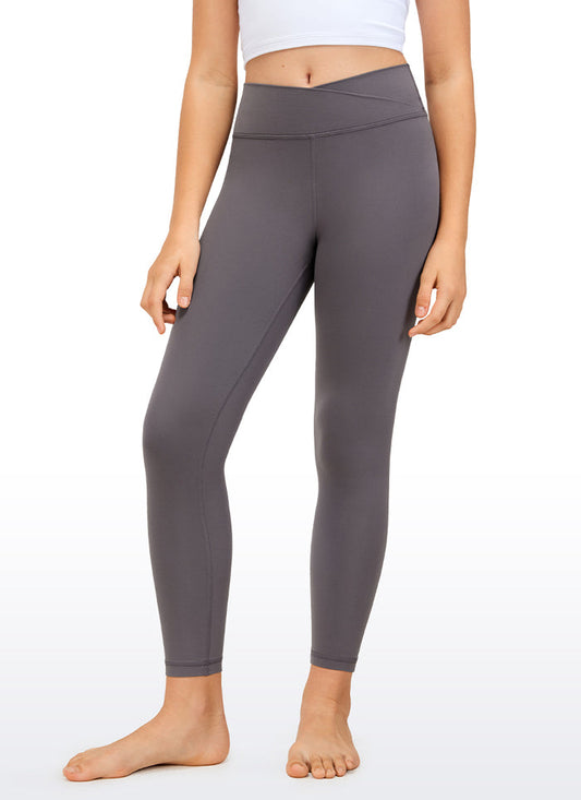 CRZ YOGA Girl's High Rise Butterluxe Sport Leggings 25'' V Cross Waist Tornado