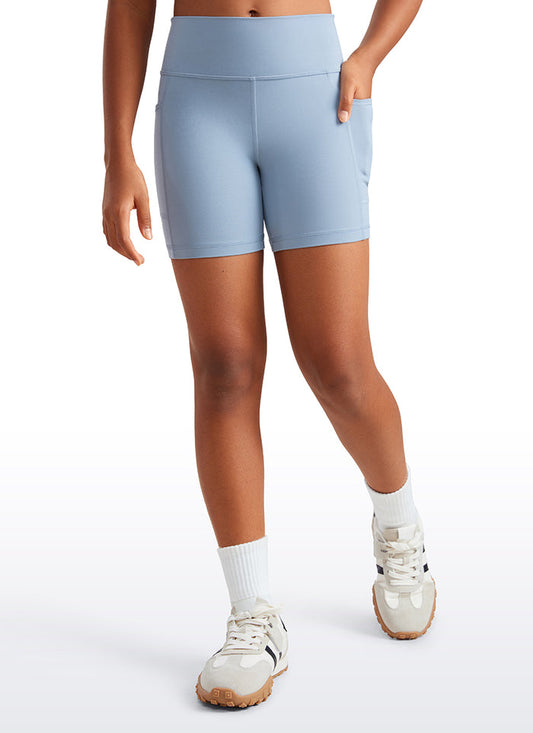 CRZ YOGA Girl's Active Sports Yoga Lounge Butterluxe Yoga Biker Shorts Cambric Blue