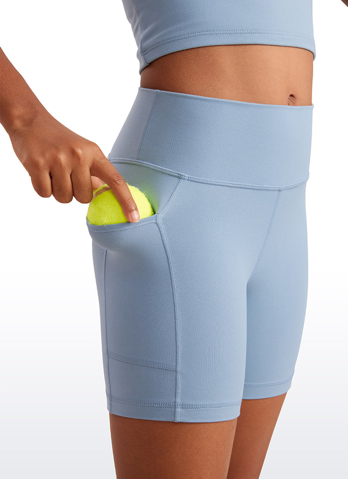 CRZ YOGA Girl's Active Sports Yoga Lounge Butterluxe Yoga Biker Shorts Cambric Blue