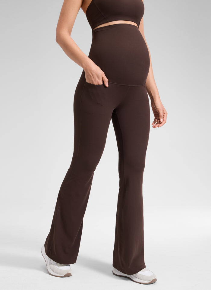 CRZ YOGA Women's Butterluxe Maternity High Rise Pocket Legging 33" Hot Fudge Brown