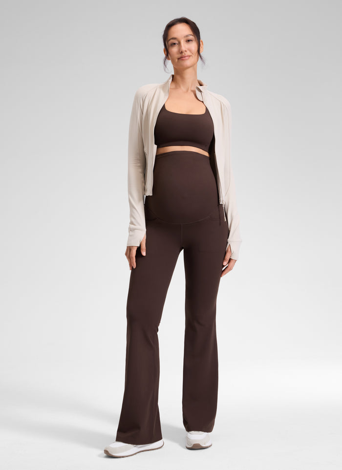 CRZ YOGA Women's Butterluxe Maternity High Rise Pocket Legging 33" Hot Fudge Brown