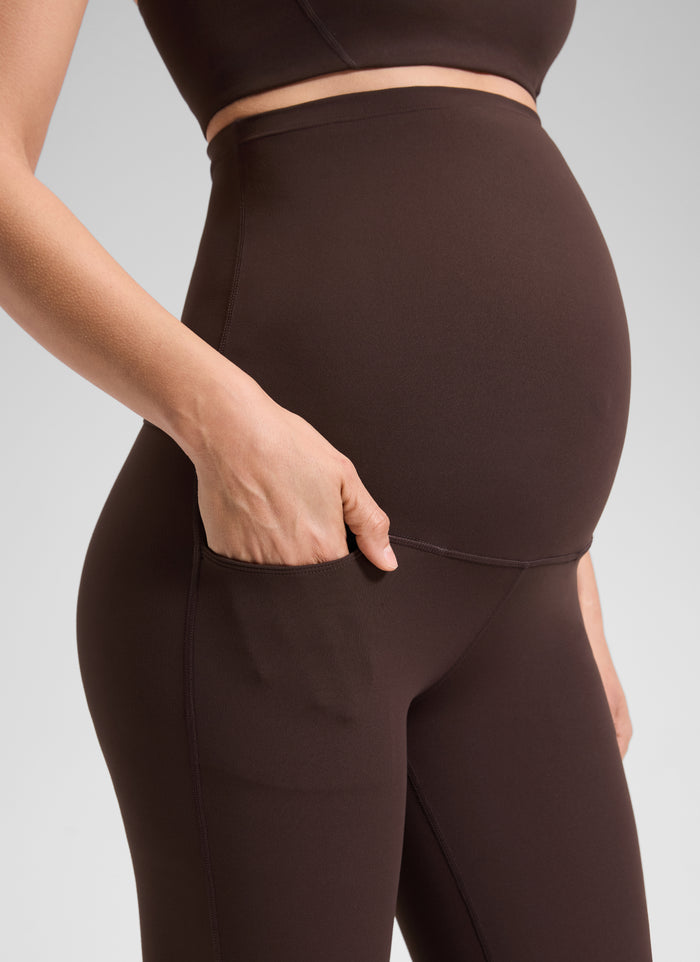 CRZ YOGA Women's Butterluxe Maternity High Rise Pocket Legging 33" Hot Fudge Brown