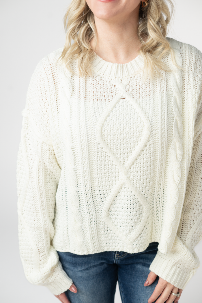 Cable Knit Sweater - Ivory by Michelle Mae