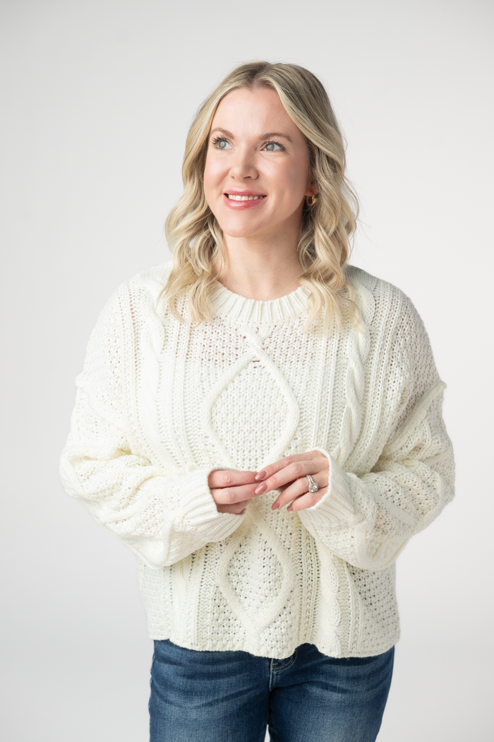 Cable Knit Sweater - Ivory by Michelle Mae