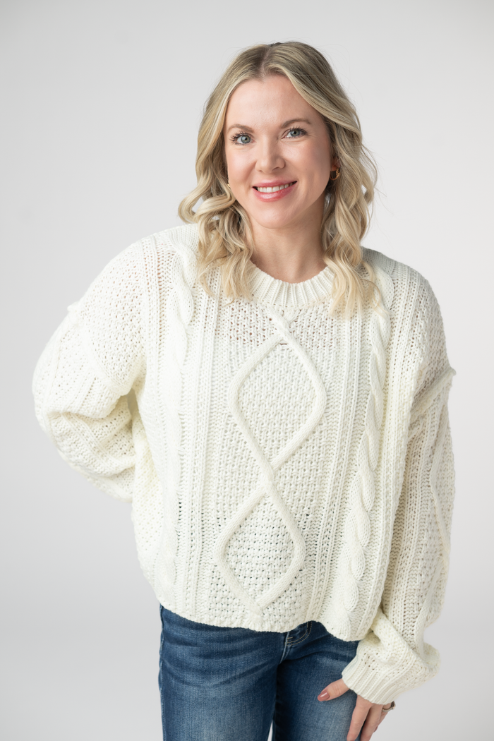 Cable Knit Sweater - Ivory by Michelle Mae